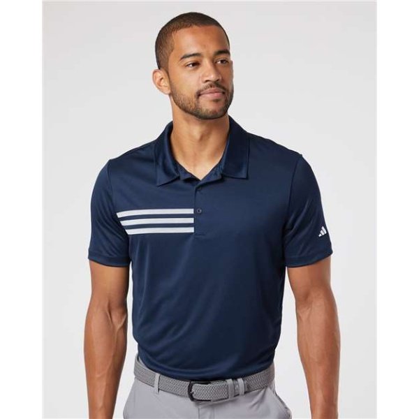 Mens Adidas 3 Stripe Polo - Image 5