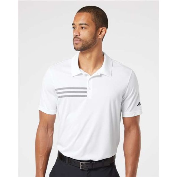 Mens Adidas 3 Stripe Polo - Image 4